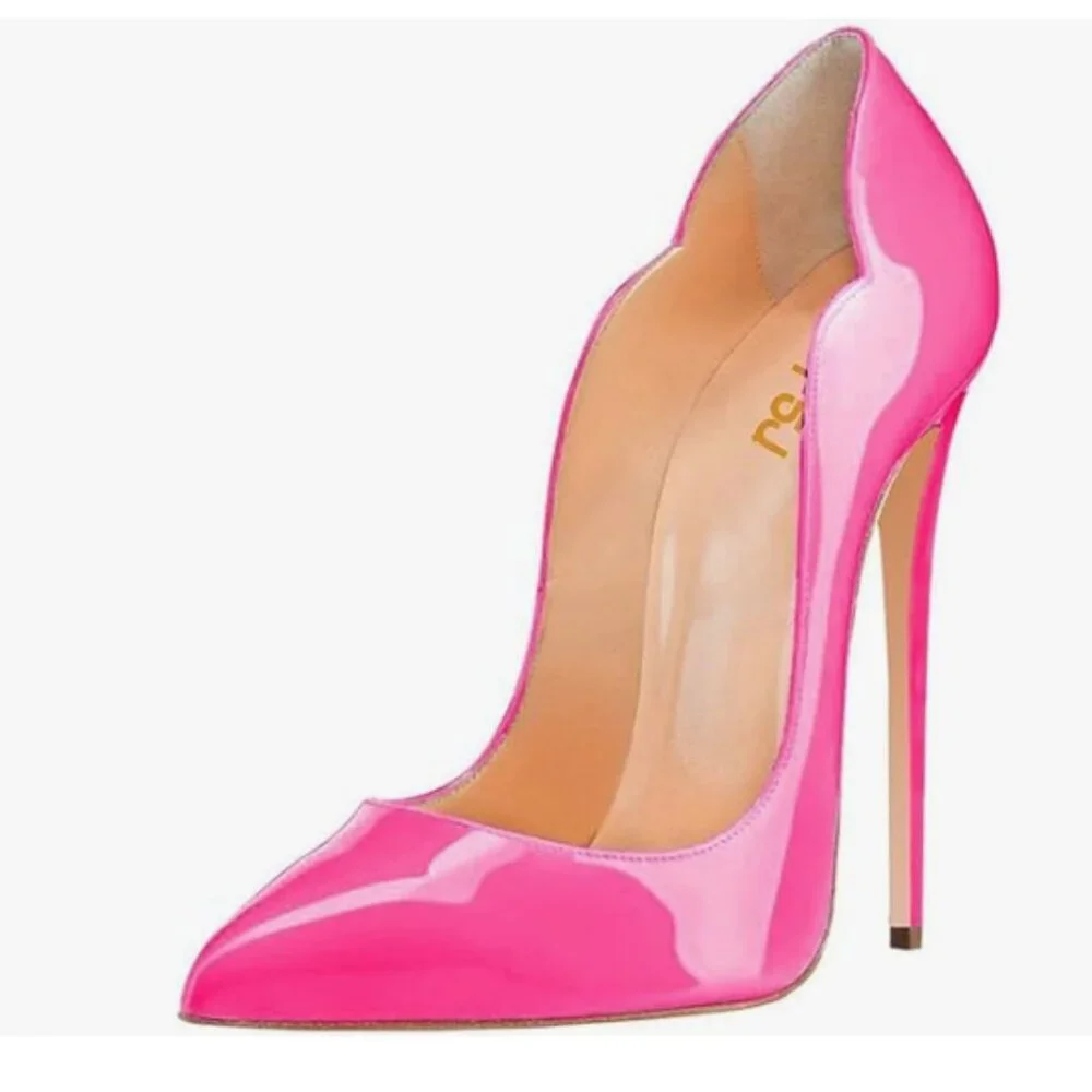 FSJ Hot Pink Pointed Toe High Heels Sexy Pumps Office Lady Casual Dress Shoes